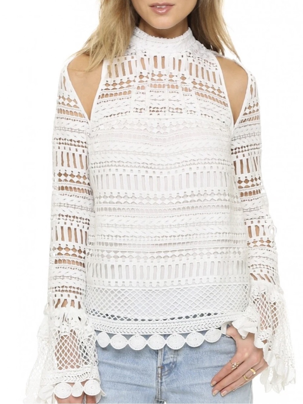 MINISTRY OF STYLE Wild Fox Lace Cut Bell-Sleeve Blouse - Womens 10 (AUS) 6 (US) - Picture 14 of 15